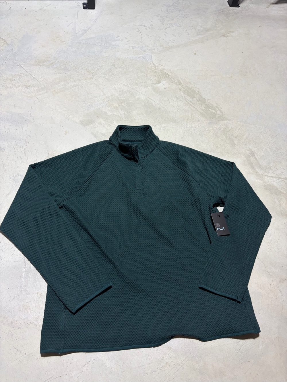 FLX NWT premium textured knit quarter zip eternity green XL MSRP$50